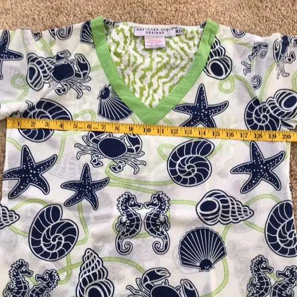 Gretchen Scott designs medium sea life white multi tunic/cover up. - Picture 7 of 8